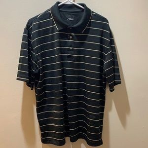 PGA TOUR black and cream striped polo golf shirt